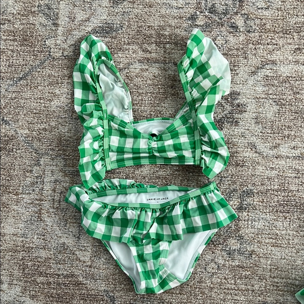 Green Checkered Kids Bikini